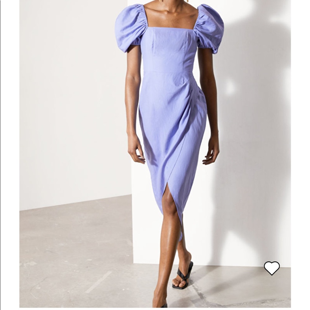 NEW, STUNNING & Other Stories dress in periwinkle with puff sleeves
